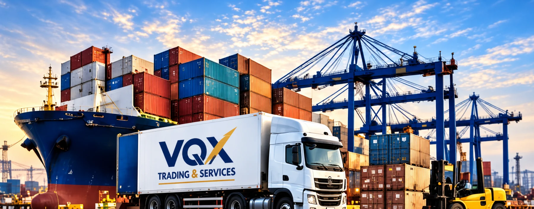 Illustration of VQX trading, transport and port logistics