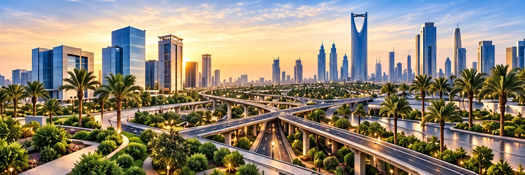 Illustration of a landscaped Saudi urban environment